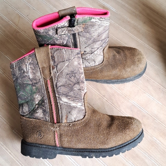Game Winner Putian Girls Suede Leather Camo Camouflage Brown Boots - Picture 1 of 11